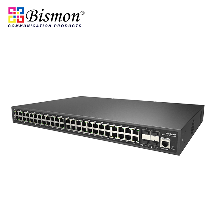 48*RJ45 10/100/1000M PoE and 4*SFP+ 1/10G Uplink L3 Managed